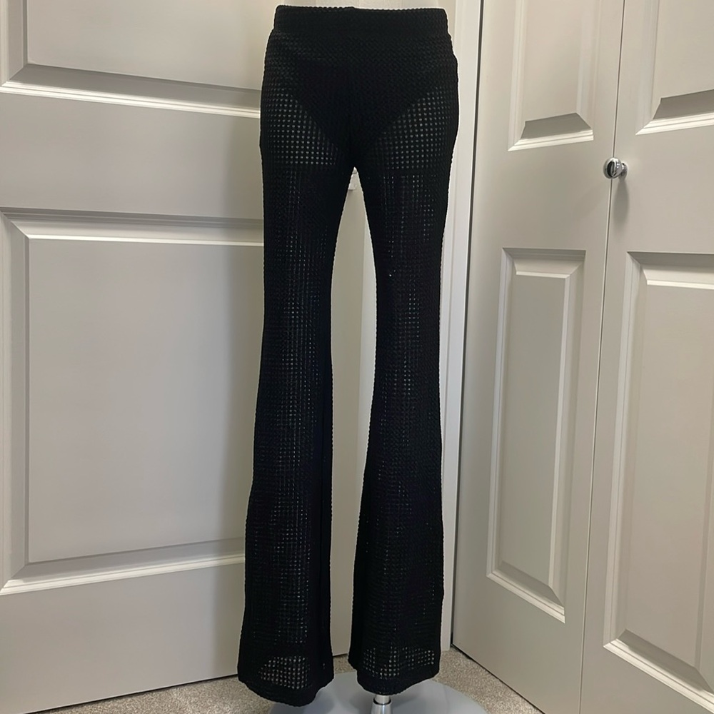 Crochet See Through Low Rise Flare Pants